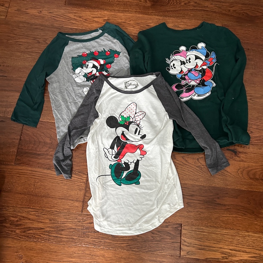 Disney Mickey and Minnie Winter Christmas Tops - Set of 3 - Size M
